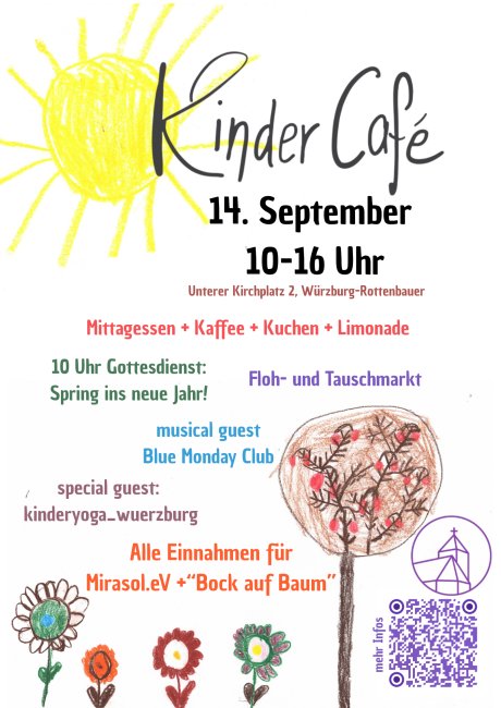 Plakat mit der Ankündigung des nächsten Kinder-Cafés