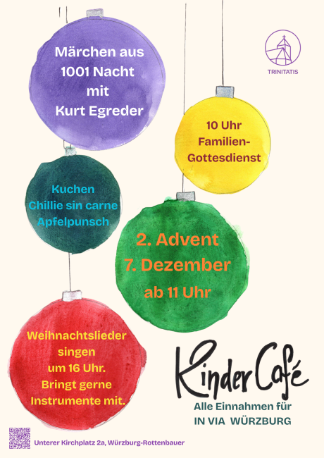Das Plakat zeigt die Werbung für das Kinder-Café im Dezember 2025